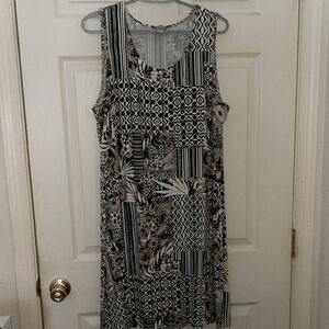 Chico's Black and White Geometric Midi Dress